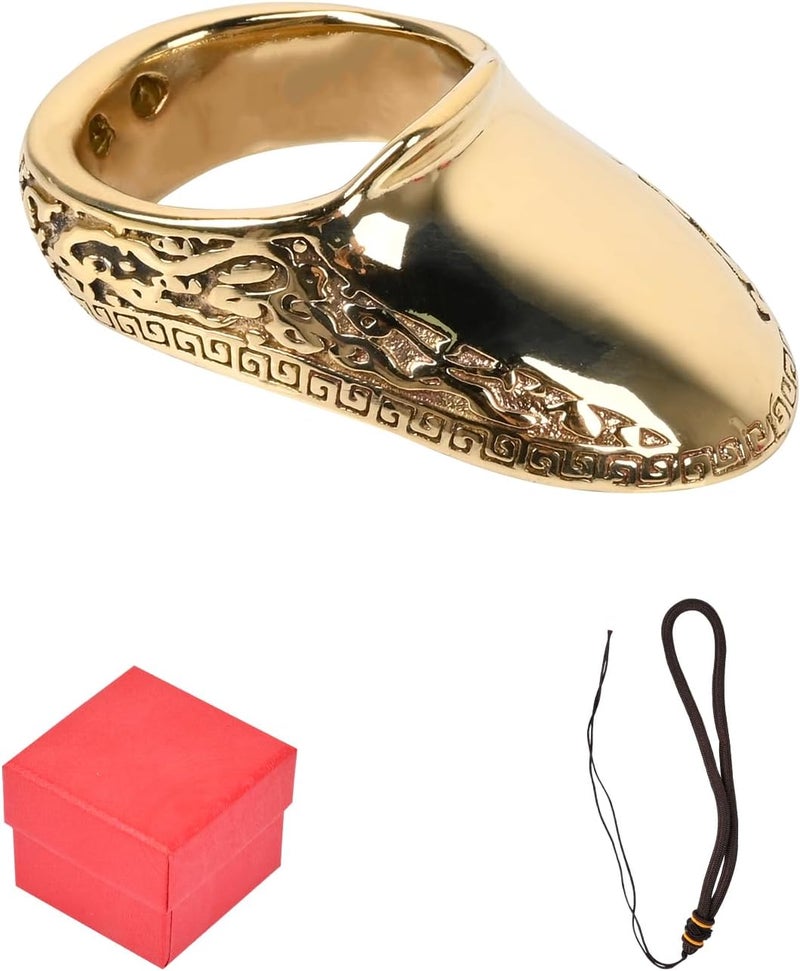 SP.G Archery Thumb Ring - Thumb Draw Ring Brass Thumb Ring for Recurve Bow Finger Guard with Anti-Loss Lanyard Left & Right Hand for Recurve Traditional Bow Shooting Accessories - Image 1